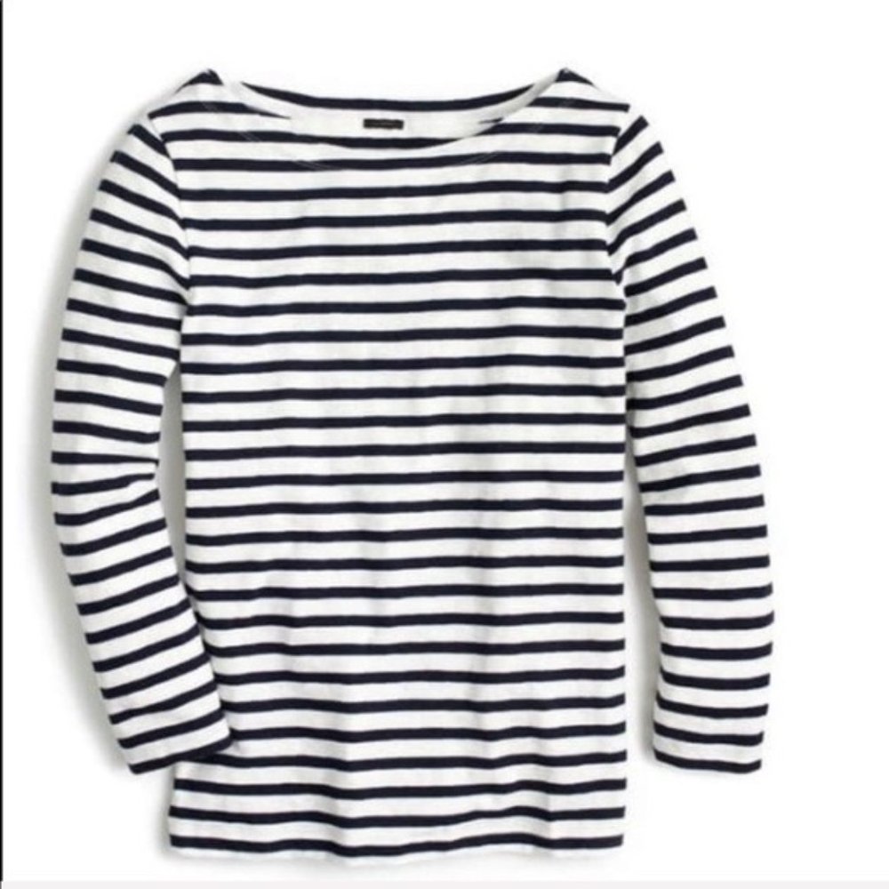 JCREW XS Boatneck Stripe Shirt Nautical Top